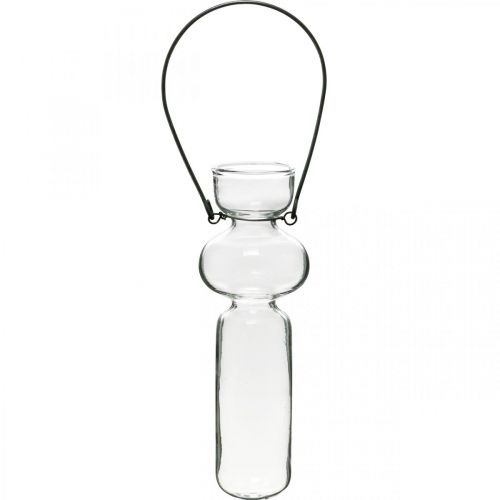 Mini jarrones de cristal para colgar decoración de cristal con colgador de alambre H14cm 4pcs