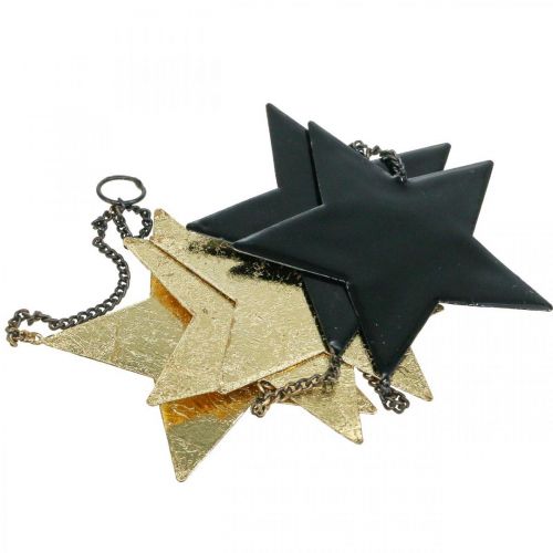 Artículo Adorno navideño estrella colgante oro negro 5 estrellas 78cm