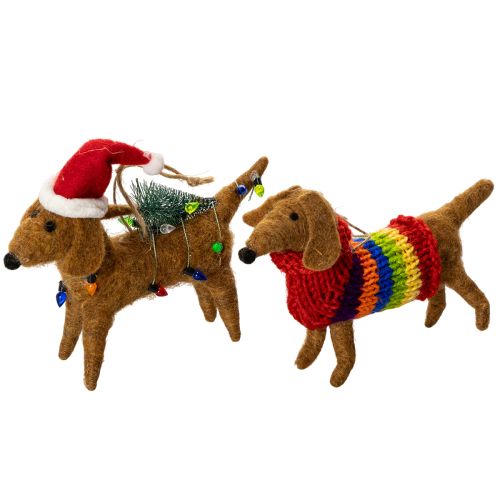 Adorno decorativo de perro salchicha para árbol de Navidad, 16 cm, 2 piezas comprar | Floristik24.es