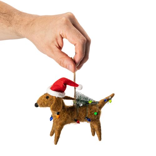 Adorno decorativo de perro salchicha para árbol de Navidad, 16 cm, 2 piezas | Floristik24.es