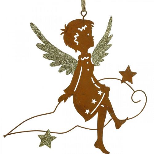 Floristik24 Percha decorativa decoración ángel navideño metal óxido 15cm 6 piezas