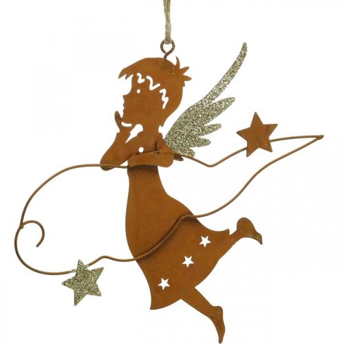 Floristik24 Percha decorativa decoración ángel navideño metal óxido 15cm 6 piezas