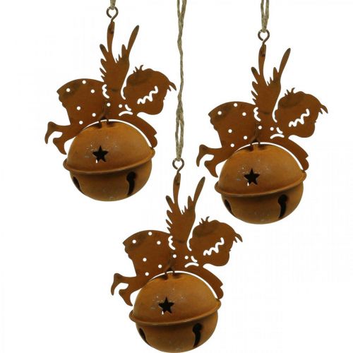 Floristik24 Colgador decorativo campanilla de navidad angel rust H10cm 4pcs