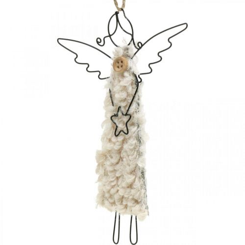 Floristik24 Ángel colgante ángel navideño negro, crema 13,5cm 4uds
