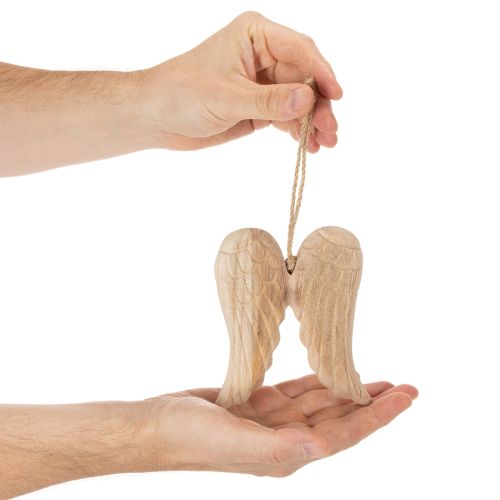 Colgante de madera con forma de ala de ángel para decoración colgante, 12 cm. | Floristik24.es