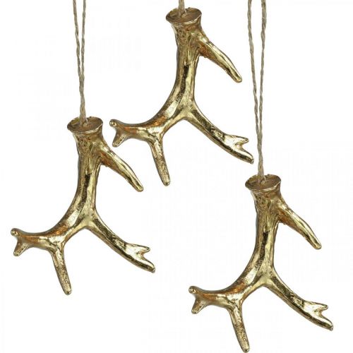 Floristik24 Colgante navideño decoración astas decoraciones para árboles oro 7,5 cm 6 piezas