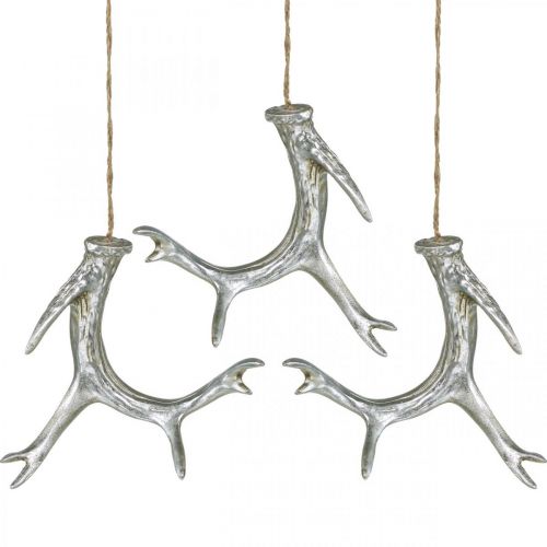 Floristik24 Colgante navideño decoración astas Adviento plata 15cm 4 piezas