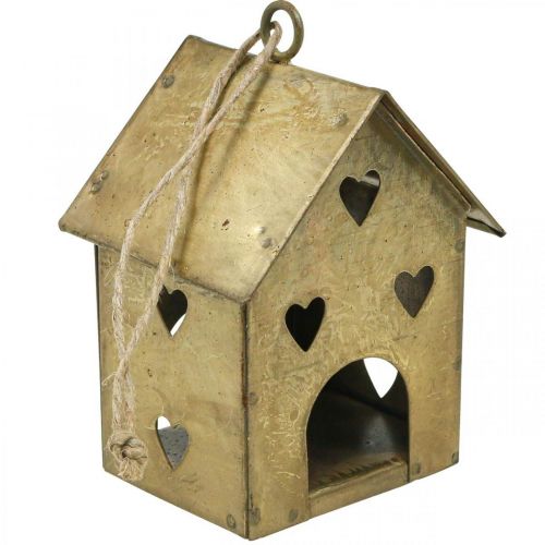 Artículo Percha navideña casa metal vintage oro H9.5cm 3pcs