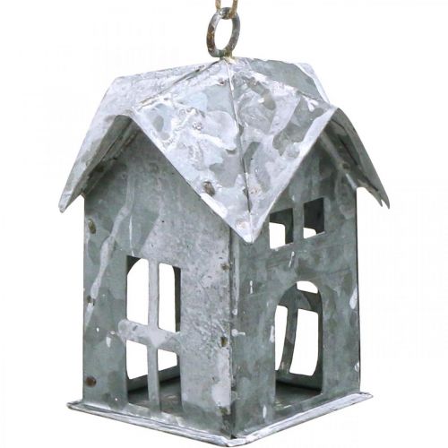 Artículo Remolque navideño casa de metal shabby chic blanco H9.5cm 3pcs