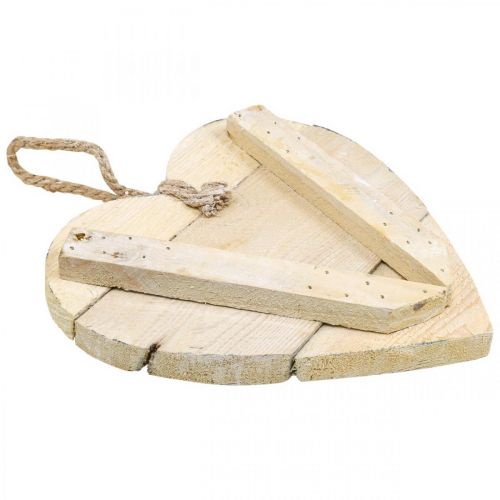 Artículo Corazón de madera, corazón decorativo para colgar, corazón deco blanco 20cm