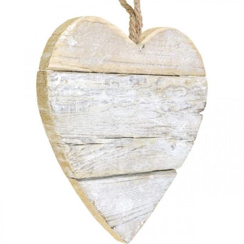 Corazón de madera, corazón decorativo para colgar, decoración corazón blanco 24cm