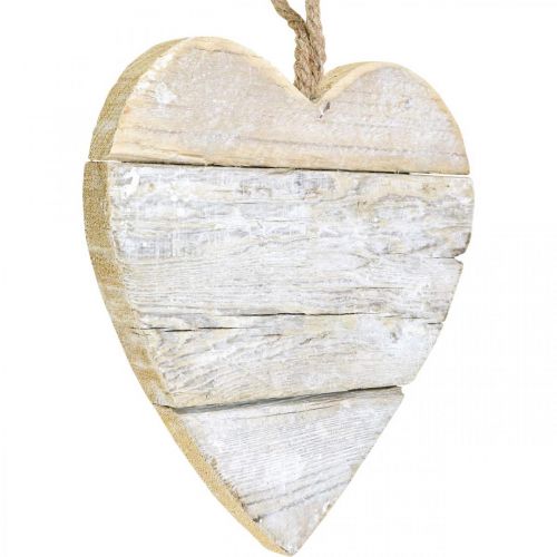 Artículo Corazón de madera, corazón decorativo para colgar, decoración corazón blanco 24cm