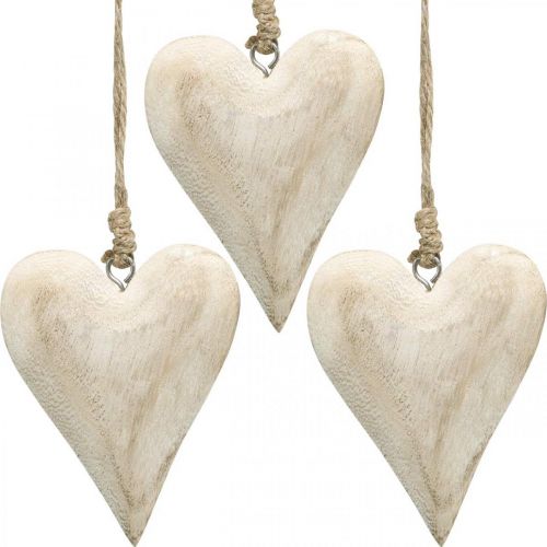 Corazón de madera, corazón decorativo para colgar, decoración de corazón H13cm 4pcs