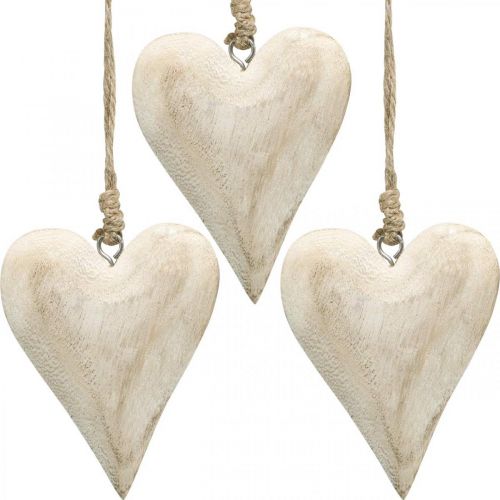Floristik24 Corazón de madera, corazón decorativo para colgar, decoración de corazón H13cm 4 piezas