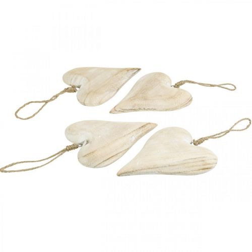 Artículo Corazón de madera, corazón decorativo para colgar, decoración de corazón H13cm 4 piezas