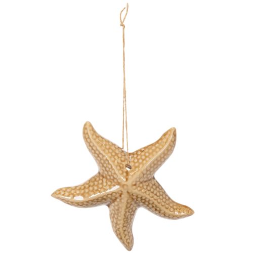Artículo Adorno de estrella de mar de cerámica para colgar, para un toque marinero, decoración de verano para el hogar, 12 cm, 2 piezas
