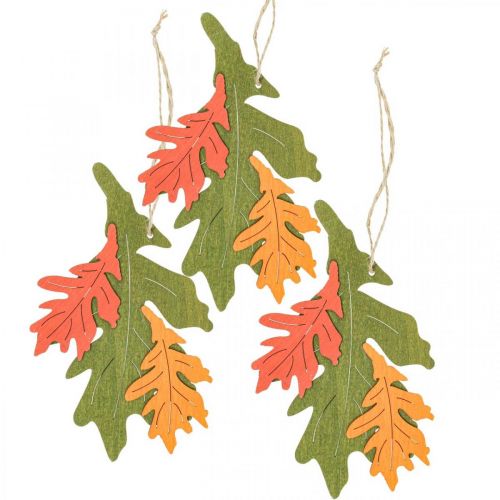 Colgante deco de otoño hojas de madera hoja de roble 17cm 6pcs