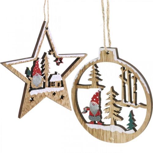 Floristik24 Colgante navideño decoraciones árbol de navidad gnomo 8/10cm 12pcs