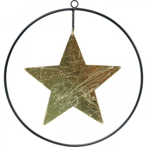 Artículo Colgante estrella decoración navideña dorado negro 12,5cm 3ud
