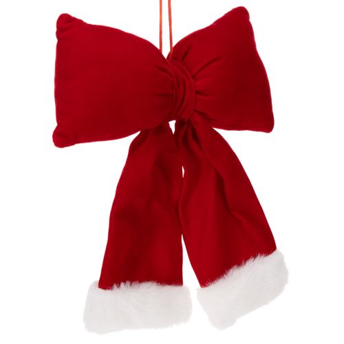 Lazo decorativo de franela con ribete de felpa para colgar, 25 cm.