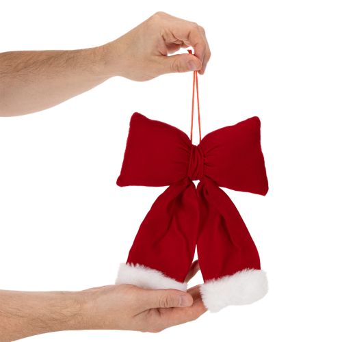 Lazo decorativo de franela con ribete de felpa para colgar, 25 cm. | Floristik24.es