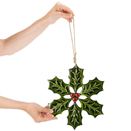 Adorno de acebo, decoración navideña para colgar, 26 cm | Floristik24.es