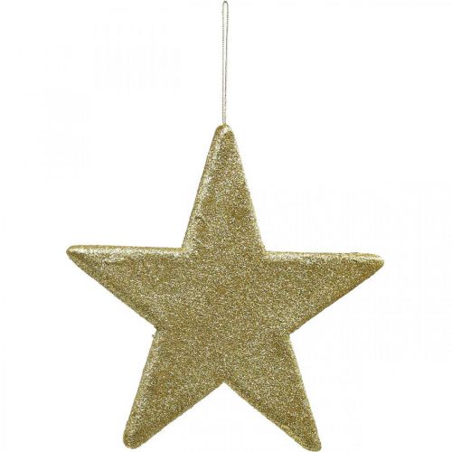 Floristik24 Adorno navideño estrella colgante brillo dorado 30cm 2pcs