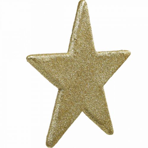 Artículo Adorno navideño estrella colgante brillo dorado 30cm 2pcs