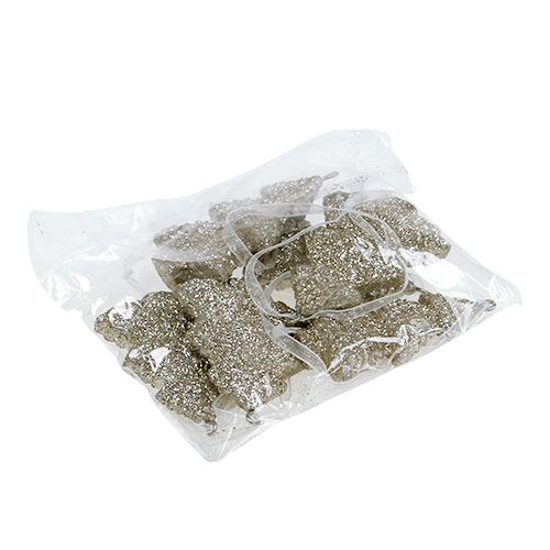 Floristik24 Colgante para árbol de Navidad Abeto con purpurina Champán 6,5cm 6pcs