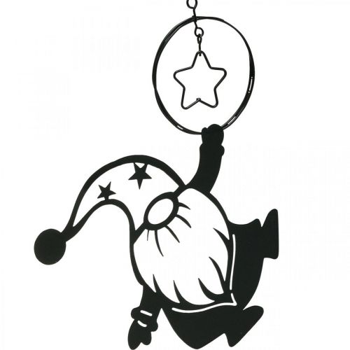 Artículo Decoración de pared metal gnomo negro estrella 15×17cm 3 piezas