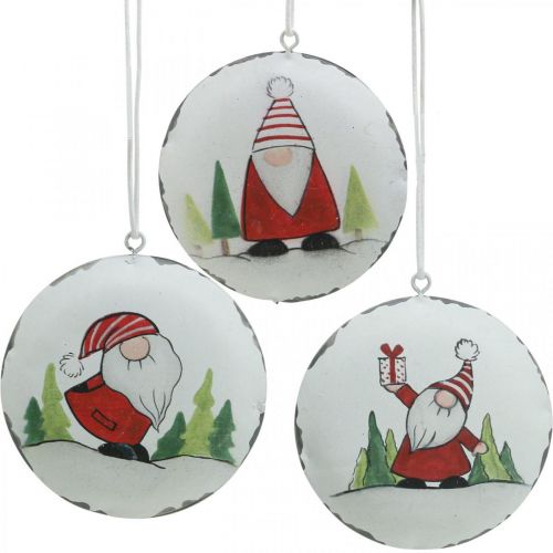 Floristik24 Colgante navidad gnomo metal decoracion arbol Ø8cm 6pcs