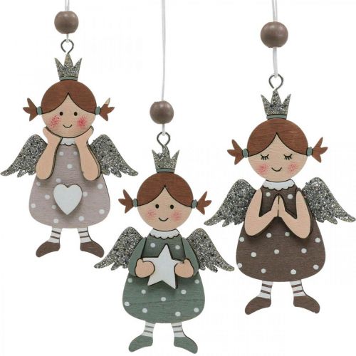 Floristik24 Angel colgante navidad angel madera decoracion 9.5x6.5cm 9pcs