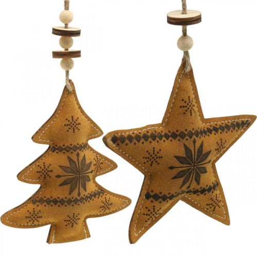 Artículo Adorno arbol navidad estrella abeto corazon polipiel 11cm 3pcs