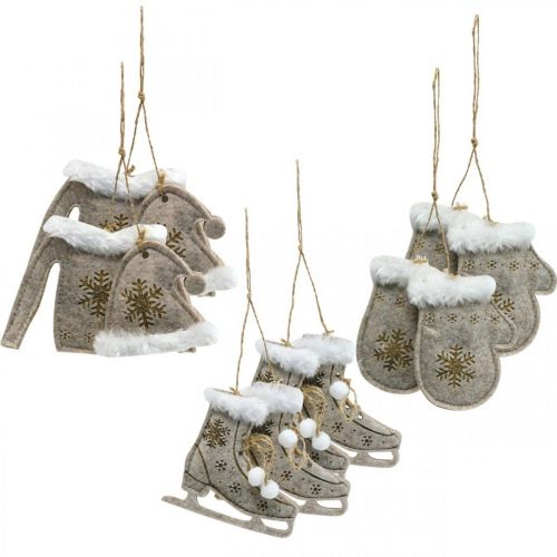 Floristik24 Remolque navideño fieltro motivos invernales 7×12cm 6uds