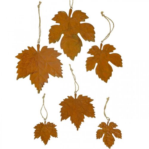 Floristik24 Hojas decorativas otoñales aspecto metal óxido hoja de arce 6 piezas