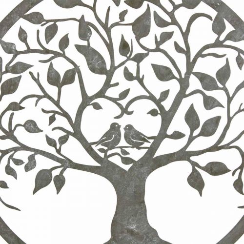 Floristik24 Resorte de decoración de ventana, decoración colgante árbol de metal gris Ø25cm 2pcs