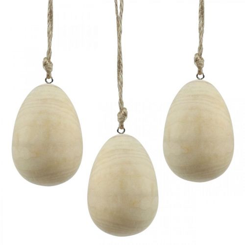 Huevos de madera deco colgador de huevos naturaleza Huevos de Pascua Decoración de Pascua H8cm 6 piezas