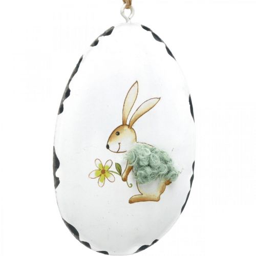 Floristik24 Huevos con conejito, huevos de Pascua para colgar, decoración de metal blanco H10.5cm 4pcs