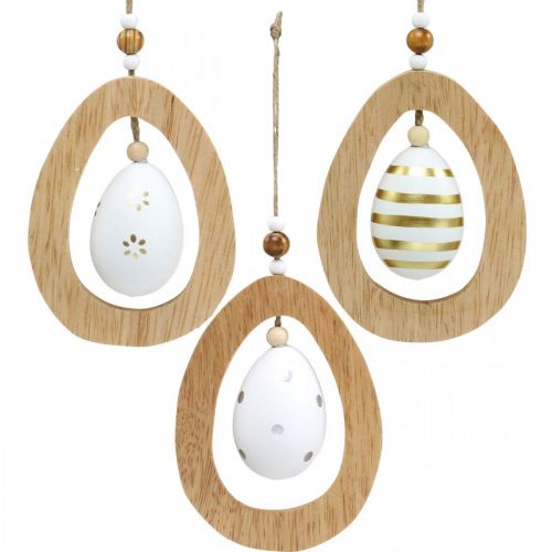 Floristik24 Huevo de Pascua para colgar con patrón de huevos de Pascua Decoración de Pascua H12cm 3 uds