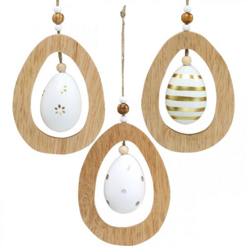 Floristik24 Huevo de pascua para colgar con patrón huevos decoración Pascua H12cm 3pcs