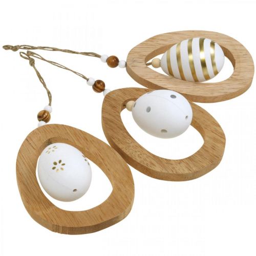 Artículo Huevo de Pascua para colgar con patrón de huevos de Pascua Decoración de Pascua H12cm 3 uds