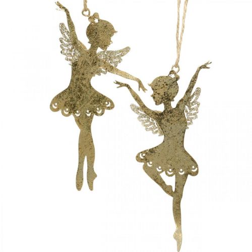 Artículo Decoración elfo Decoración navideña para colgar colgante dorado 4pcs