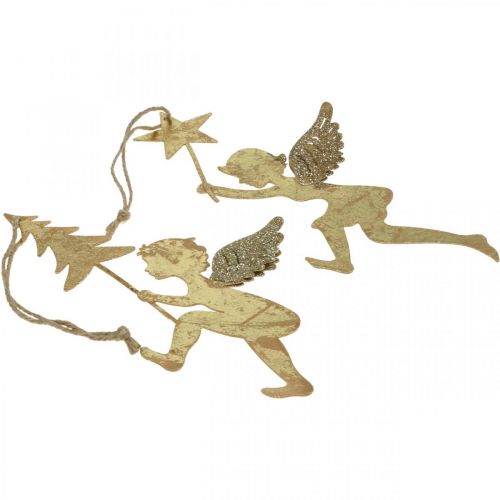 Artículo Colgante ángel dorado, adorno navideño ángel H20/21.5cm 4pcs