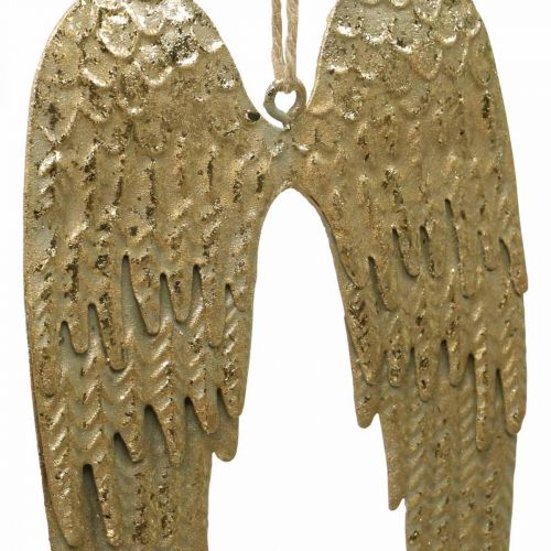Artículo Colgante decorativo alas de ángel Navidad dorado 14,5×9cm 4 piezas