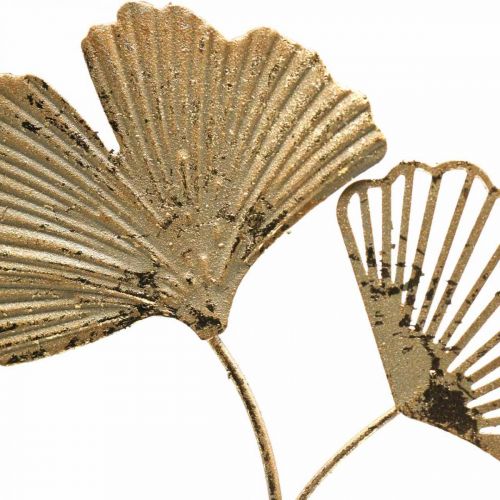Artículo Decoración de ginkgo percha dorada decoración de metal vintage Ø16cm 3 piezas