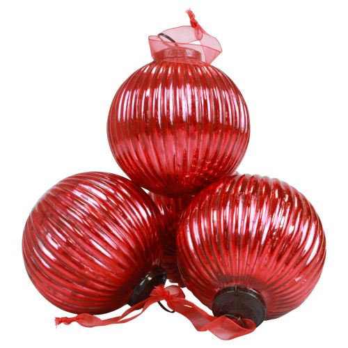 Floristik24 Bolas navideñas de cristal bolas de árbol de Navidad rojas Ø10cm 4ud
