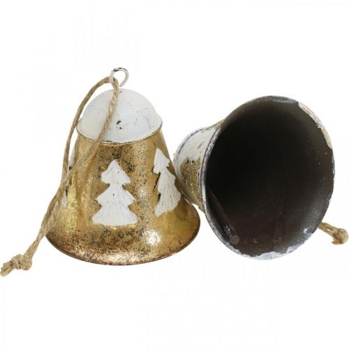 Artículo Campanas de Navidad decoración navideña vintage dorado blanco 2 piezas