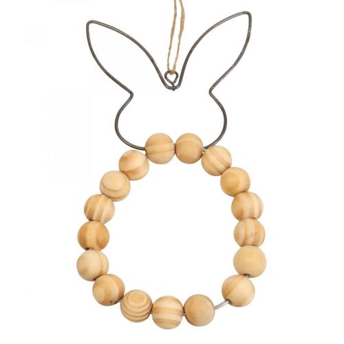 Artículo Colgante decorativo Conejos Cuentas de madera decorativas Metal 8,5cm×18cm 4 uds