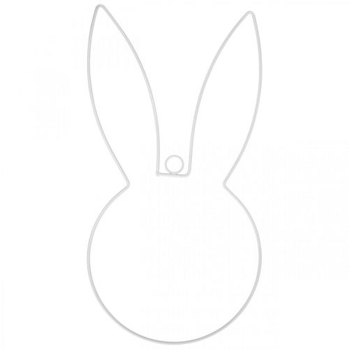 Floristik24 Decoración Pascua cabeza de conejito para colgar corona de metal blanco Al. 40 cm 3 uds.