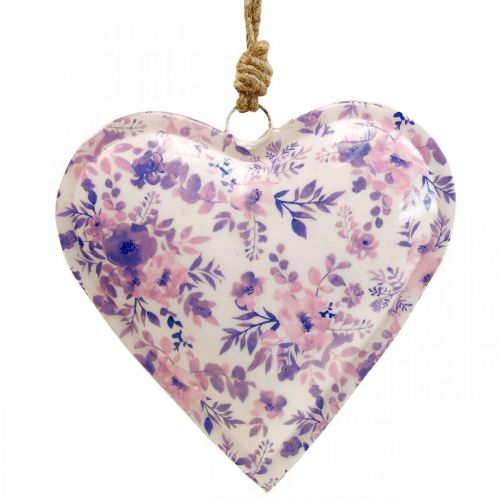 Floristik24 Colgante deco corazón de metal flores decorativas 16x16x2,5cm 3pcs